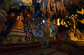 Inle Lake Myanmar. Pindaya, the famous Shwe Oo Min pagoda, a natural cave filled with thousands of gilded Buddha statues. 